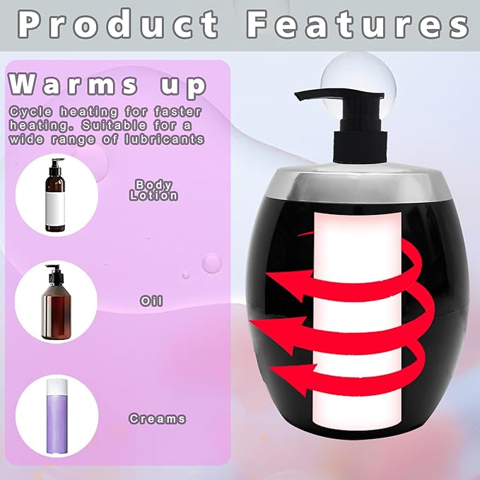 Warmer Oil Massage Lotion Warmer Kit for Professional Massage Therapy With Essential Oil Heater Bottle Dispenser Pump Funnel,15 Minutes Rapid Heating Machine- Ideal for Salon and Spa Use (Black) - Bloomnest