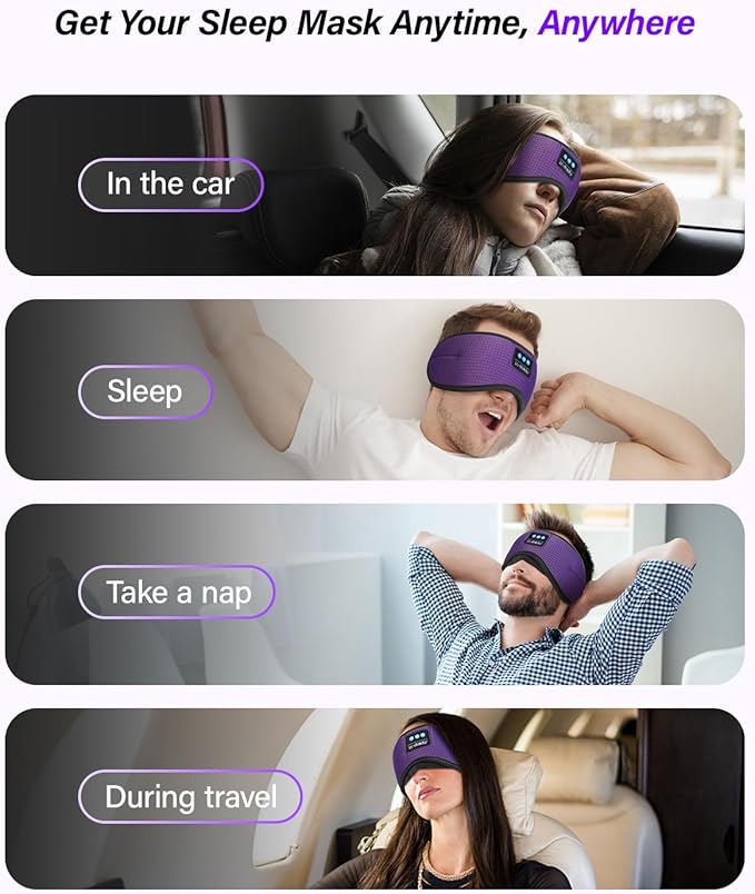 LC-dolida Sleep Headphones, White Noise Bluetooth Sleep Mask 3D Breathable Wireless Eye Mask for Timing, Sleep Mask with Bluetooth Headphones for Side Sleepers Travel Yoga, Cool Gadgets for Women Men - Bloomnest