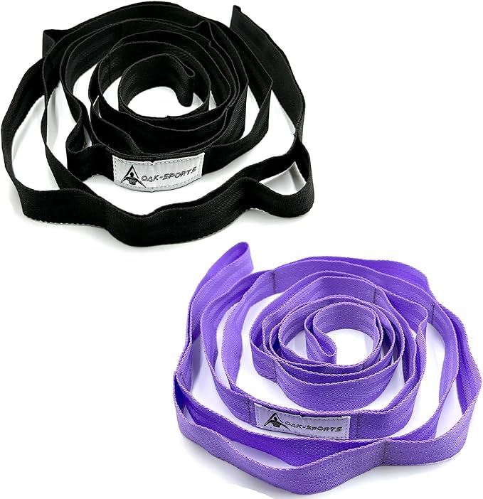 Stretching Strap Yoga Strap with Loops, Stretch Straps for Physical Therapy, Non-Elastic Exercise Strap for Pilates, Dance and Gymnastics with Workout Guide - Bloomnest