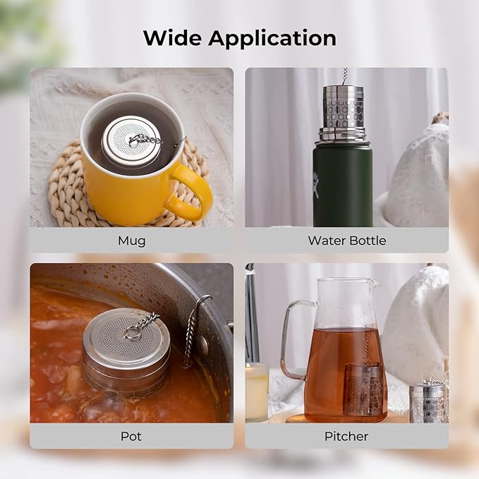 2 Pack Reinmoson Large Tea Infuser for Loose Tea & Spice Infuser for Cooking, Extra Fine Mesh Large Tea Strainers, 304 Stainless Steel Loose Leaf Tea Steeper for Black Tea, Rooibos, etc - Bloomnest