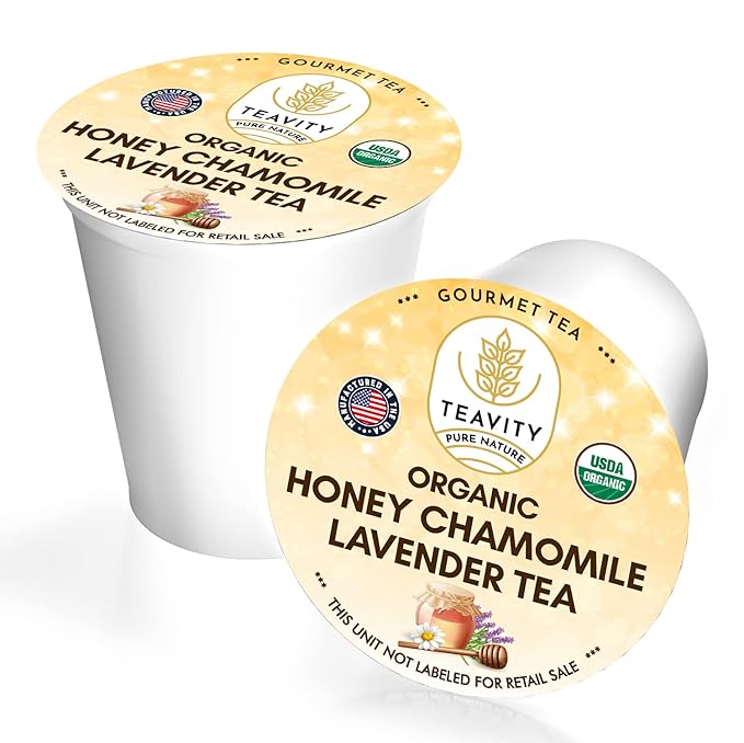 Organic Chamomile and Lavender Tea Pods for Keurig - Decaf Herbal Tea for Keurig K Cups - Honey Chamomile Lavender by Teavity (12 Tea Pods) - Bloomnest