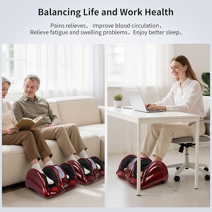 Foot Massager with Heat, Shiatsu Foot Massager for Circulation and Pain Relief and Heat Therapy, Ankle, Calves and Feet Massage with Deep Kneading Rolling, Gifts for Women Men Mother Father - Bloomnest