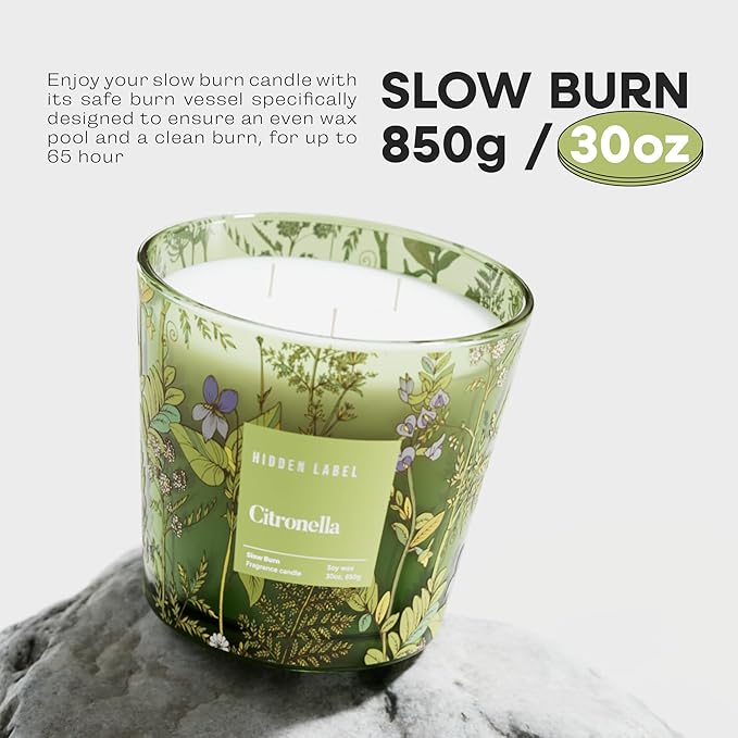 Citronella Candles Outdoor Large, 3-Wick / 30oz Large Soy Candle, Long Lasting Highly Scented,Candle for Patio, Garden & Camping, Summer Camping Huge. - Bloomnest