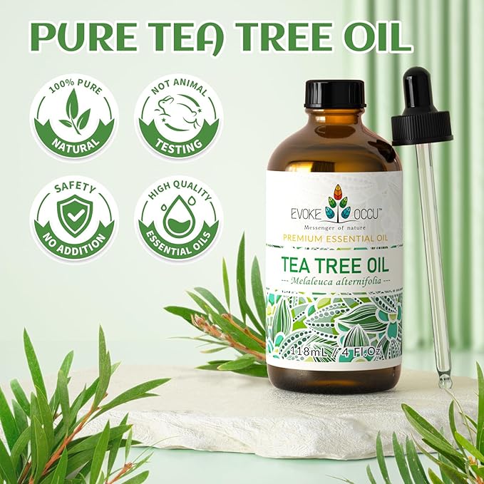 EVOKE OCCU 100% Pure Tea Tree Oil, for Skin, Face, Toenails, Add to Body Wash, Soap, Foot Soak - 4 FL Oz - Bloomnest