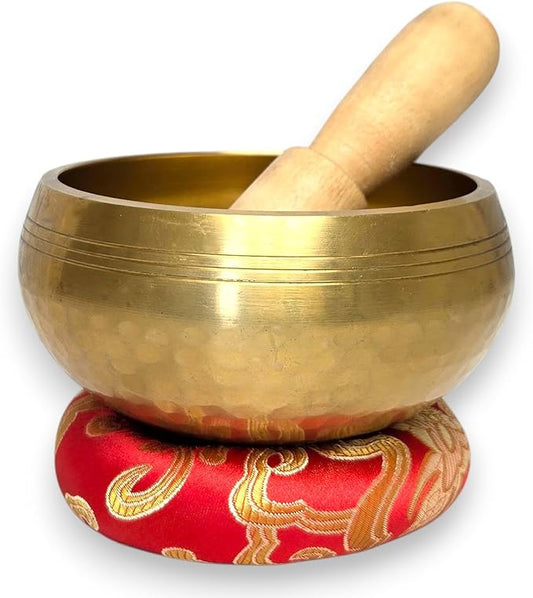 4" Hand-Hammered Tibetan Singing Bowl Set – Includes Wooden Mallet, Handmade Cushion & Hand-Stitched Case – Meditation, Sound Healing & Yoga Tool – Made in Nepal - Bloomnest