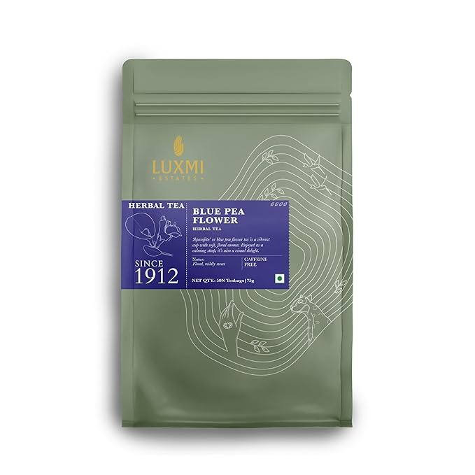 Luxmi Estates Butterfly Pea Flower Organic Blue Pea Flower Tea (50 Tea Bags) Caffeine Free Tea Bags For Relaxing, Calming, and Stress Relief, With Certified Herbal Tea - Bloomnest