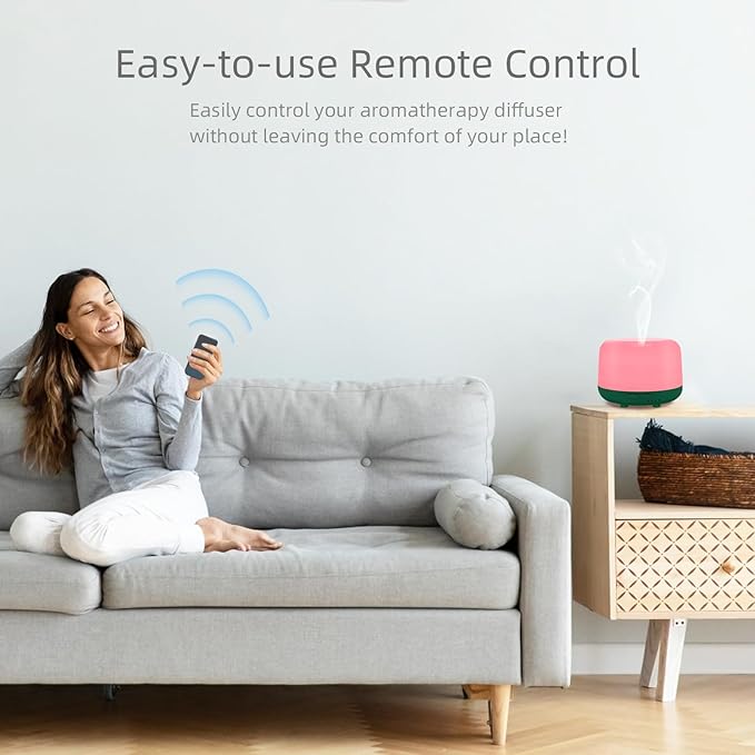 300ML Aromatherapy Diffuser for Home, Quiet Diffuser for Essential Oils with Remote Control, 7 LED Color Changing Light, Scent Cool Mist Air Humidifier - Bloomnest