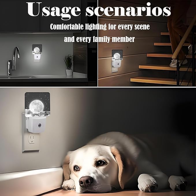 Moon in Cloud Night Light,Plug-in Nightlights Auto Sensor Night Lamp Dusk to Dawn Lamp Home Decor for Nursery Children Girls Boys