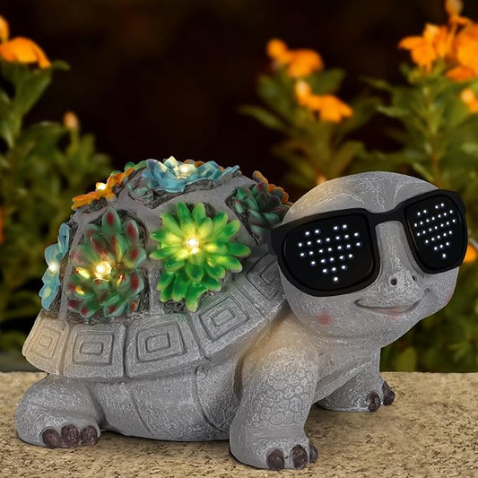 Solar Garden Statues Turtle with Succulent and LED Lights Birthday Gifts for Women Mom Grandma Solar Outdoor Decor for Patio Backyard Yard Lawn Decoration-Unique - Bloomnest