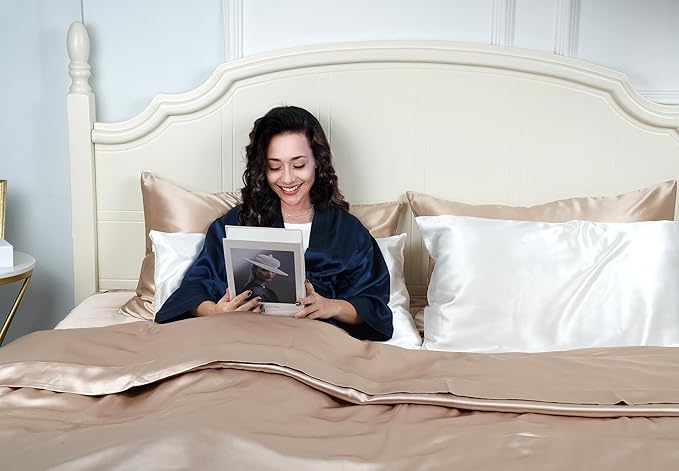 100% Mulberry Silk Pillowcase for Hair and Skin, 22 Momme Pure Natural Silk Pillow Case Both Sided with Zipper, Pillow Cover for Women Mom Men (White, Queen 20''×30'', 1 Pack) - Bloomnest