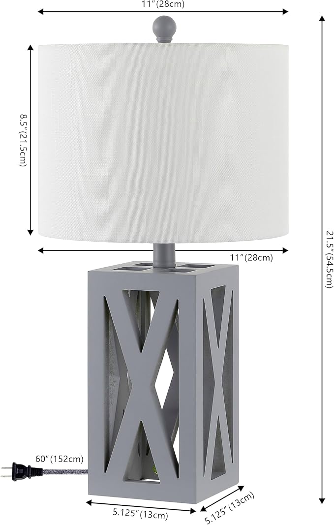 JONATHAN Y JYL1062D-SET2 Stewart 21.5" Wood LED Table Lamp Farmhouse, French Country, Rustic, Bohemian, Bedroom, Living Room, Office, College, Bookcase, Gray (Set of 2) - Bloomnest