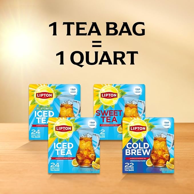 Lipton Southern Sweet Iced Tea Bags, Family Size Zero Calories, 132 Total Bags (22ct - Pack of 6) - Bloomnest