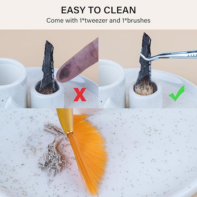 ZenBless Incense Burner, Palo Santo Sage Candle Holder for Burning, Incense Holder for Sticks, Ceramic Ash Catcher Tray for Meditation Yoga Room Home Decor Spritual Gifts(White) ZenBless