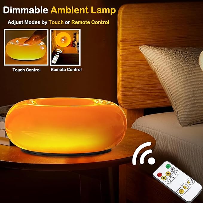 Creative Design Atmosphere Donut Lamp, Plug- in Bedsided Wall Sconce Or Ambient Lighting, Modern Orange Donut Light for Warm Decoration,Cute Table Light for Children's Room Or Living Room - Bloomnest