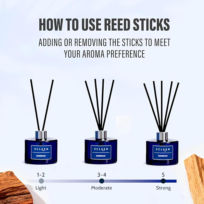Reed Diffuser Set, 6.7 fl oz Sandalwood Scented Oil Diffuser with Sticks, Reed Diffusers for Home Bathroom Shelf Decor - Bloomnest