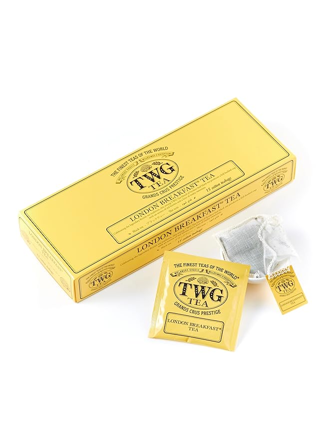 TWG Tea | London Breakfast Tea | Black Tea | Cocoa Pod | 15 Hand Sewn Cotton Teabags | Gift Set - Bloomnest