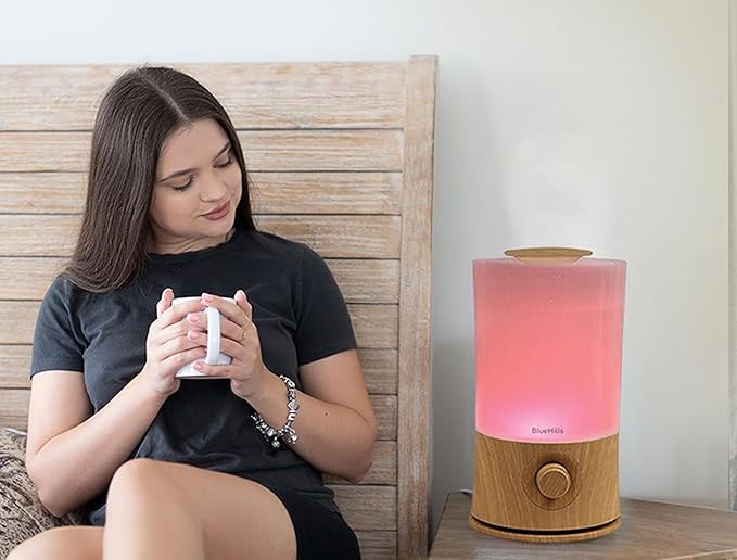 BlueHills Premium 2000 ML XL Large Essential Oil Diffuser Aromatherapy Humidifier for Large Room Home 40 Hour Run Huge Coverage Area 2 Liter Extra Large Capacity Huge Diffuser Wood Grain E005 - Bloomnest