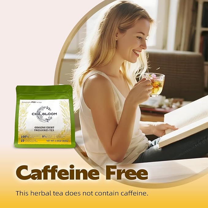 Ginseng Five Treasures Tea – Premium Traditional Chinese Herbal Infusion, Natural Tea Bags with Ginseng & Goji, 8g × 10 Packs - Bloomnest