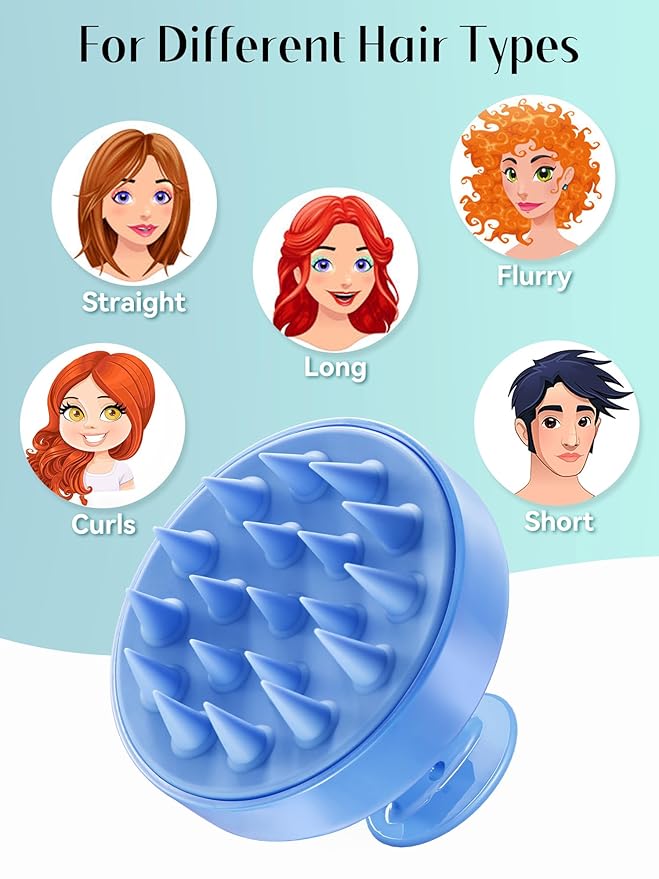 HEETA Shampoo Scalp Brush Massager Hair Growth, Scalp Scrubber with Soft Silicone Bristles for Hair Growth & Dandruff Removal, Hair Brush for Scalp Exfoliator, Royal Blue HEETA