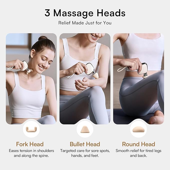 INIA PocketForce Mini Massage Gun - 75% Smaller, High-Power Percussion for Full Body Relief, Portable Deep Tissue Massager Gun with Leather Case & 3 Heads for Travel & Office Use, Gifts for Men Women - Bloomnest