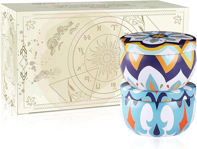 2 Pack 2.2-Ounce Scented Jar Candles - Victoria Style - Perfect for Travel, Yoga, Bathing- Vibrant Colorful Iron Can Jars Candles(Lavende& Peppermint) - Bloomnest