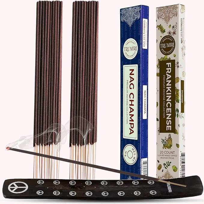 Trumiri Incense Sticks - Combo Pack of 35 Insence-Sticks - 15 Nag Champa + 20 Frankincense - Insenses - Insents - Incents - Inscense - Incence - Incienso - All Natural Incense Sticks TRUMIRI