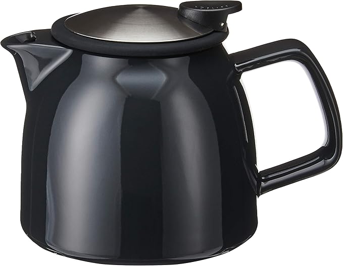 FORLIFE Bell Ceramic Teapot with Basket Infuser, 26-Ounce/770ml, Black Graphite - Bloomnest