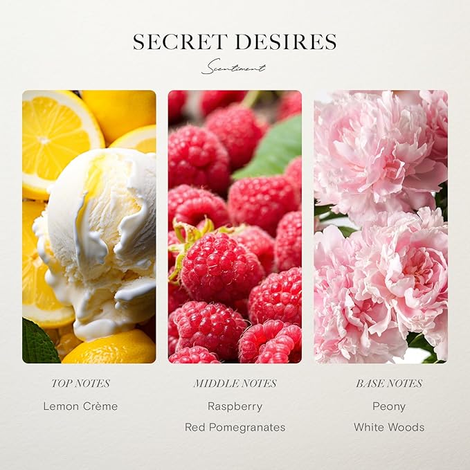 Scentiment Diffuser Oil - Secret Desires | Aromatherapy Fragrance | Inspired by ARIA® Las Vegas | Notes of Lemon Crème, Vanilla, Raspberry, Pomegranate & Peony (20 mL) Scentiment