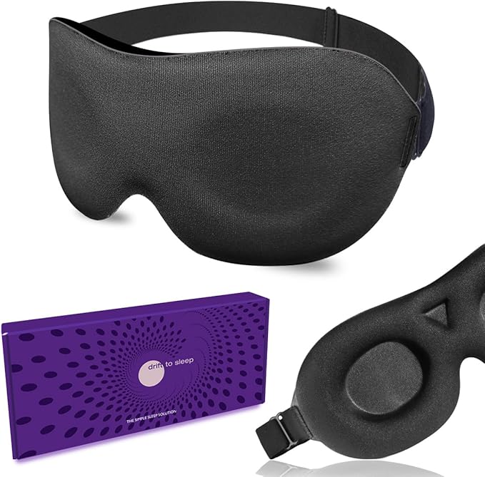 DTS Eye Sleep Mask for Side Sleepers Men Women Zero Eye Pressure 3D Cups Complete Light Blocking Night Blindfold with Adjustable Strap Shade Cover Sleeping Mask for Travel Nap Work Home (Black) - Bloomnest