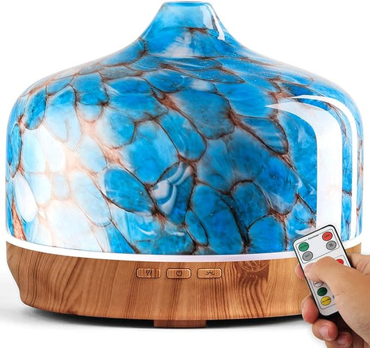 Porseme 500ml Essential Oil Diffuser, Aroma Ultrasonic Humidifier with Remote Control, BPA Free, Auto Shut-Off, 7 Color LED Light for Bedroom - Bloomnest