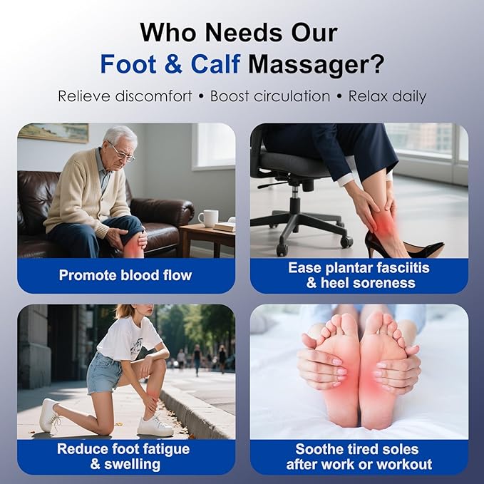 Shiatsu Foot Massager with Heat, Foot and Calf Massager Machine with Kneading Roller Tissue for Relaxation, Plantar Fasciitis, Pain Relief, for Women & Men, Grey - Bloomnest