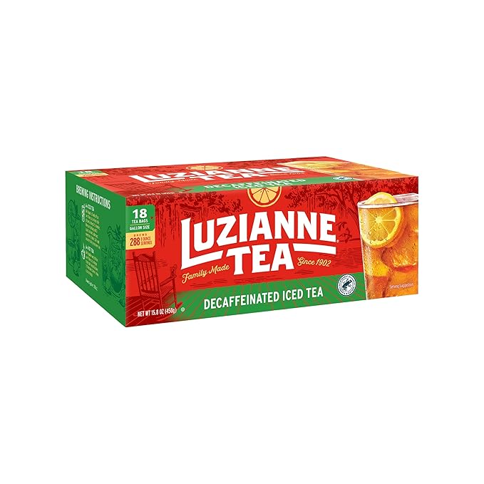 Luzianne Unsweetened Decaffeinated Iced Tea Bags, Gallon Size, 18ct Box, (Pack of 1) - Bloomnest