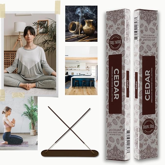 Cedar Incense Sticks - Total 40 Insence-Sticks - Dual Pack of 20 Insense - Inciensos - Inscents - Natural Non Toxic Ingredients - Incents - Incence - Inscense - Insents TRUMIRI