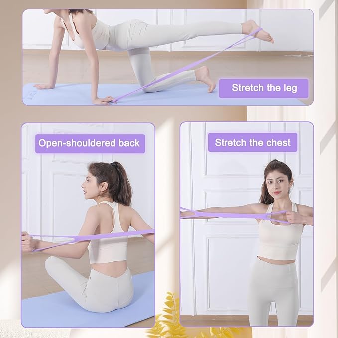Figure 8 Resistance Band With Handles, Elastic Bands for Working Out,Arm,Back,Shoulder Training Elastic Ropes,Exercise Equipment for Yoga, Pilates,Physical Therapy Stretching（3 Pack） (Purple) - Bloomnest