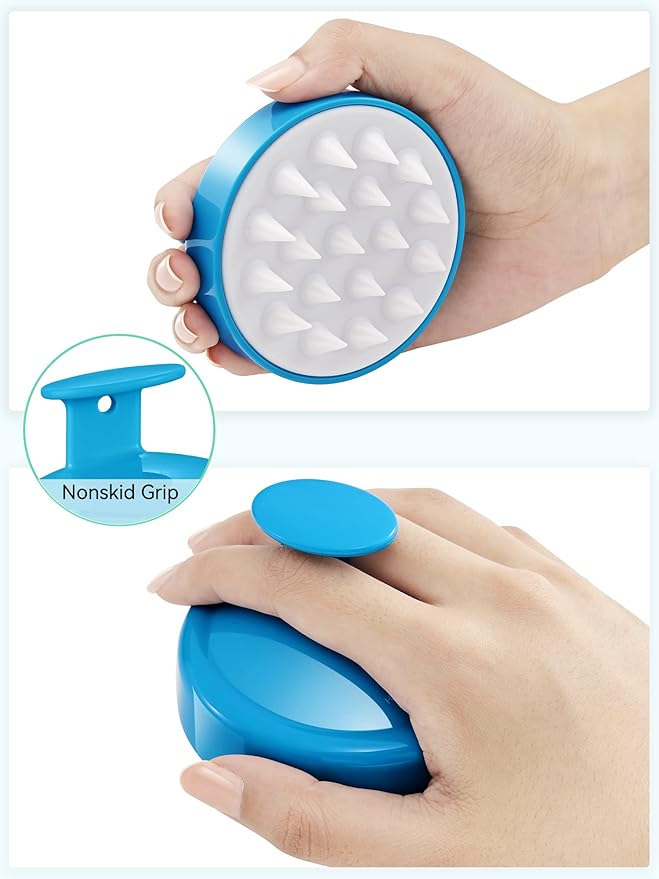 HEETA Scalp Massager with Soft Silicone Bristles for Hair Growth, Dandruff Removal and Exfoliation - Sky Blue Shampoo Brush HEETA