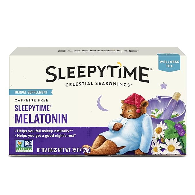 Celestial Seasonings Sleepytime Tea Plus Melatonin, Caffeine Free, Celestial Seasonings Herbal Tea, 18 Bag Box - Bloomnest