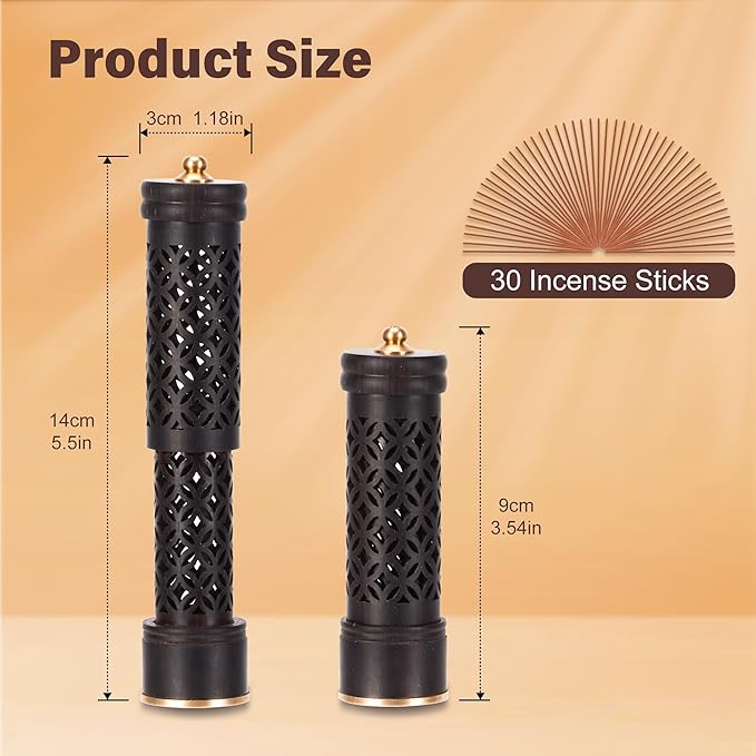 Carved Incense Stick Holder, Anti Flying Smoke Stick Holder, Detachable Wooden Ash Collector,Compact and Portable, Put it in Your Pocket，Suitable for Yoga, Relaxation，Small Size（3.54-5.5in） - Bloomnest