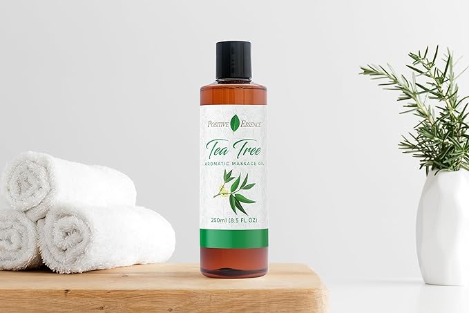 Tea Tree Massage Oil, Body Oil for Massage Therapy - Made with Jojoba, Vitamin E and Pure Essential Oil, Body & Mind Relaxation