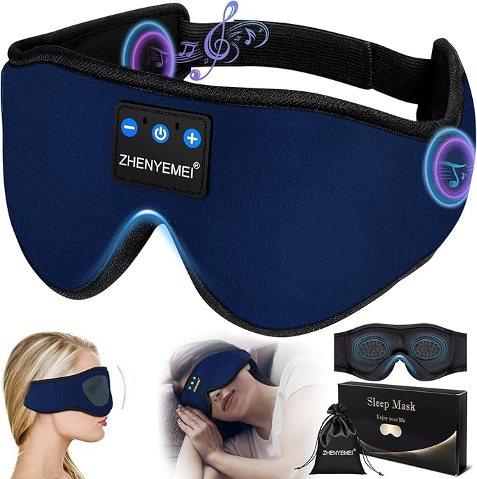 Sleep Mask with Headphones Bluetooth 5.4 Wireless, Sleep Headphone with Microphone Built-in HD Speakers Music, Eye Mask for Sleeping Travel Meditation for Men Women Girl Cool Gadgets - Bloomnest