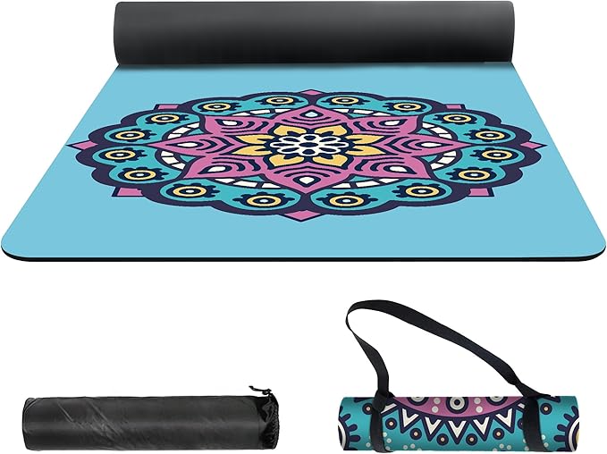 nuveti Yoga Mat Print Extra Thick TPE Non Slip Fitness Exercise Mat with Carrying Bag,72"x24" Extra Thick 6MM Exercise & Workout Mat for Yoga, Pilates Fitness and Floor Exercises - Bloomnest