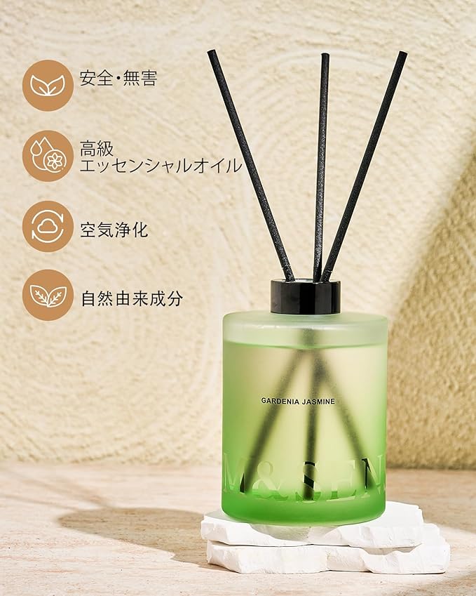 M&SENSE Gardenia Jasmine Reed Diffuser Set - 16.9 fl oz Large Room Scented Diffuser with Sticks, Long-Lasting Non-Toxic Home Fragrance Gift for Bedroom, Bathroom & Office