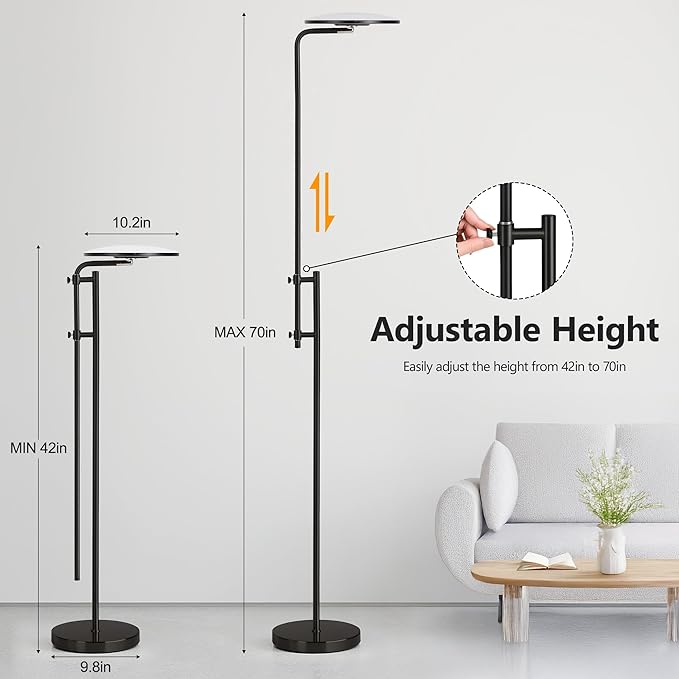SUNMORY 32W/3000LM Floor Lamps, Super Bright LED Standing Lamp with Remote Control, Adjustable Tall Lamp with 350°Rotating Head, Modern Dimmable Torchiere Corner Lamp for Living Room, Bedroom, Office - Bloomnest