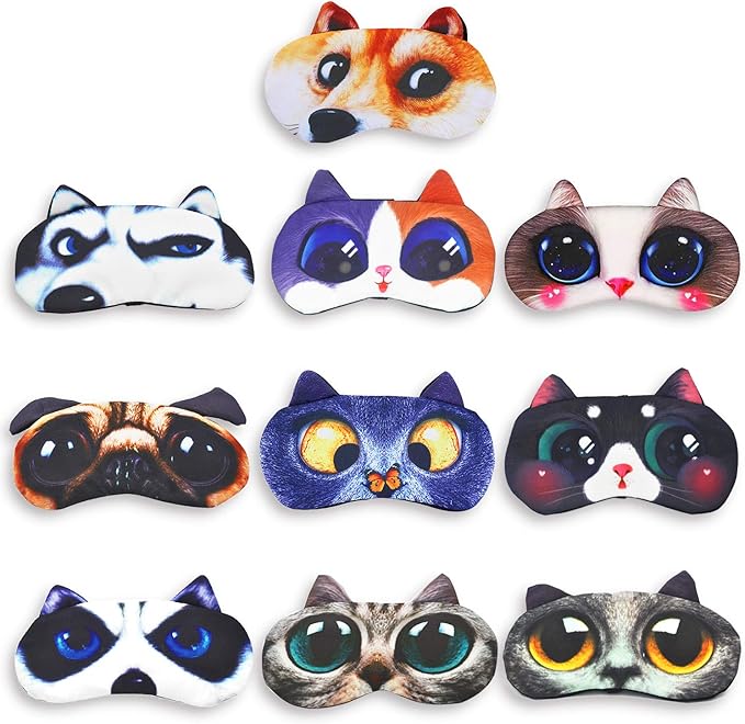 Tphon Sleep Mask for Adult Kids Boys Girls Funny Blindfolds Soft Cute Animal Sleeping Masks with Adjustable Strap for Travel Naps Shift Works Games - Bloomnest