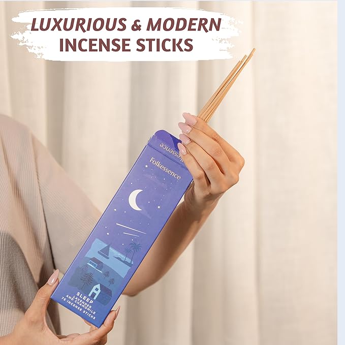 Folkulture Incense Sticks (75 Sticks) | 8" Premium Lavender & Chamomile Incense Sticks for Deep Sleep, Aromatherapy, Relaxation Gifts | No Charcoal, Non Toxic, 45 Mins, Long Burning Insence-Sticks FOLKULTURE