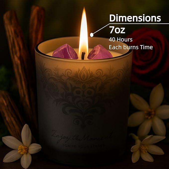 Luxury Scented Candle Gift Set – 3 Crystal Soy & Beeswax Aromatherapy Candle with Snuffer Lid & Wick Trimmer,7oz/each | Floral & Citrus Scents, Candles for Women, candles for home Scented & Relaxation - Bloomnest