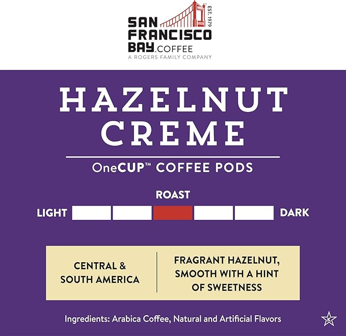 San Francisco Bay Compostable Coffee Pods - Hazelnut Crème (80 Ct) K Cup Compatible including Keurig 2.0, Flavored, Medium Roast - Bloomnest