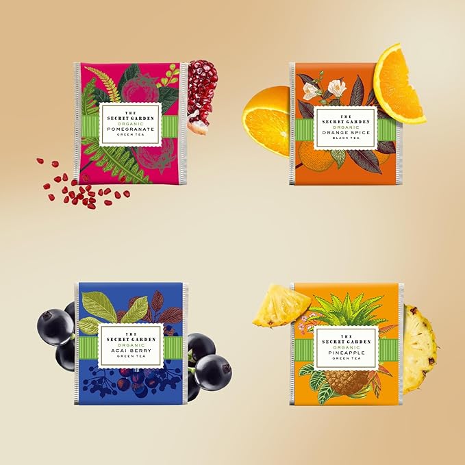 Life Plus Style Gourmet The Secret Garden Organic Tea Gift Set 80 Tea Bags 8 Flavours Green & Black Assorted Pack Wellness Sampler Tea Set Collection with Mango & Fruit Infusions Premium Birthday Gift for Women - Bloomnest
