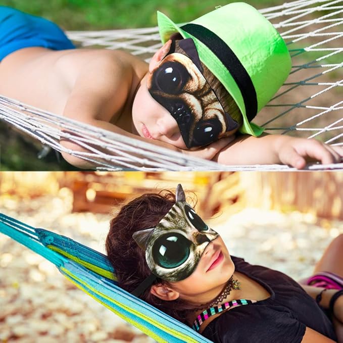 Tphon Sleep Mask for Adult Kids Boys Girls Funny Blindfolds Soft Cute Animal Sleeping Masks with Adjustable Strap for Travel Naps Shift Works Games - Bloomnest