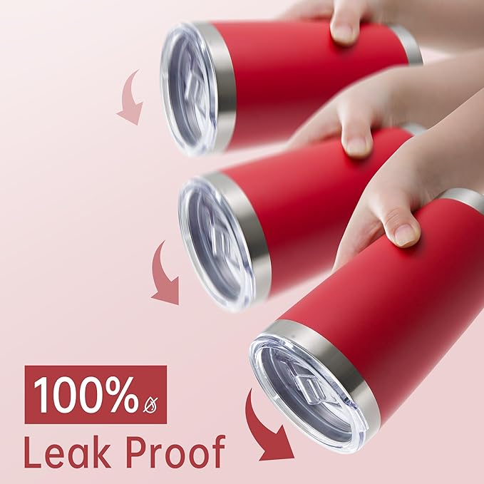 20 oz Tumblers Bulk Stainless Steel Tumbler with Lid Double Wall Vacuum Insulated Coffee Mug 20oz Powder Coated Cup for Hot and Cold Drinks, Red, 6 pack - Bloomnest