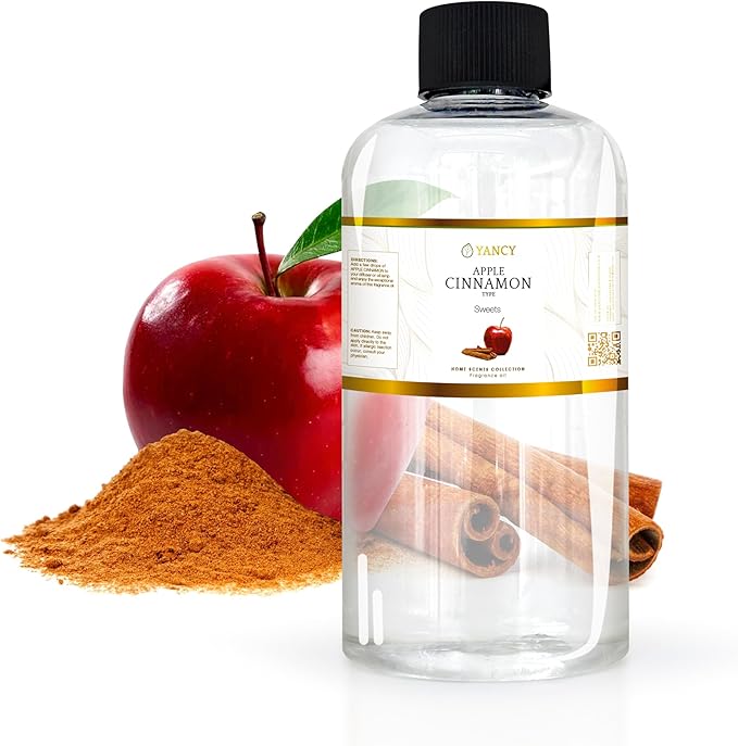 YANCY Apple Cinnamon Luxury Collection Fragrance Oil (8 oz), Warm Spiced Apple Aroma, Ideal for Diffusers, Oil Burners & Aroma Lamps, Cozy Scent for Fall Comfort YancySpa